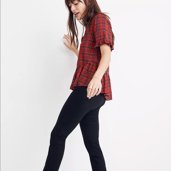 NWT Madewell Studio Ruffle-Hem Top in Clanton Plaid - Picture 2 of 13